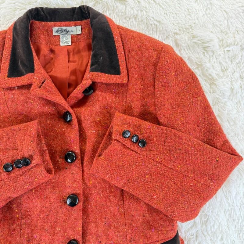 Ann Taylor Wool Velvet Trim Blazer Size 10 Academia Preppy Vintage Corpcore Fall