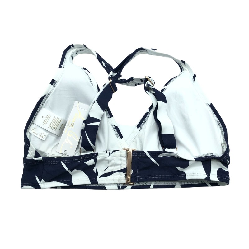 Anne Cole Crossback Bikini Swim Top Floral Navy Blue White L