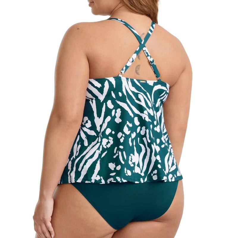 Anne Cole Plus Size Printed Crisscross Tankini Top 16W