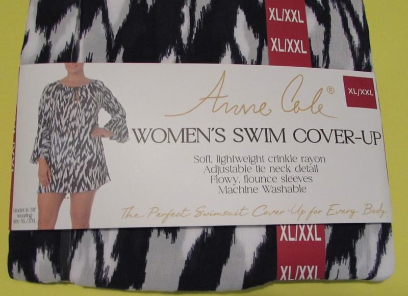 Anne Cole Women's B/W Print Lightweight Swim Cover Up Size XL/XXL New With Tags