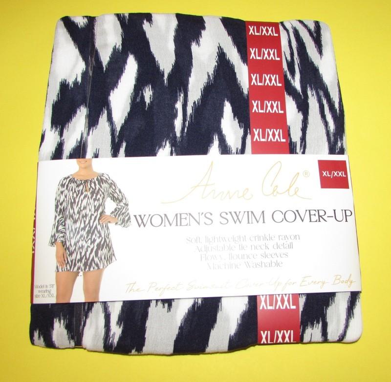 Anne Cole Women's B/W Print Lightweight Swim Cover Up Size XL/XXL New With Tags