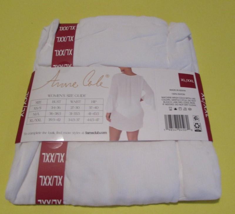 Anne Cole Women's White Lightweight Swim Cover Up Size XL/XXL New With Tags