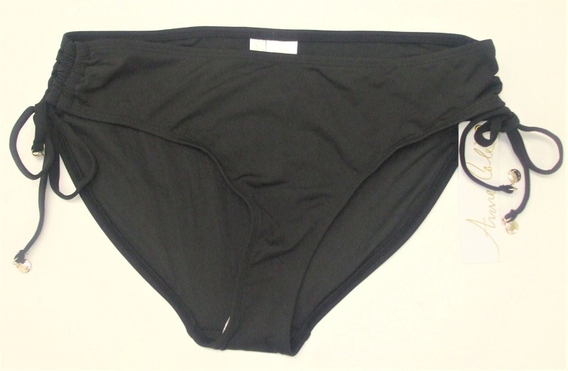 Anne Cole Womens Side Tie Hipster Bikini Swim Bottom Black Size L A10063