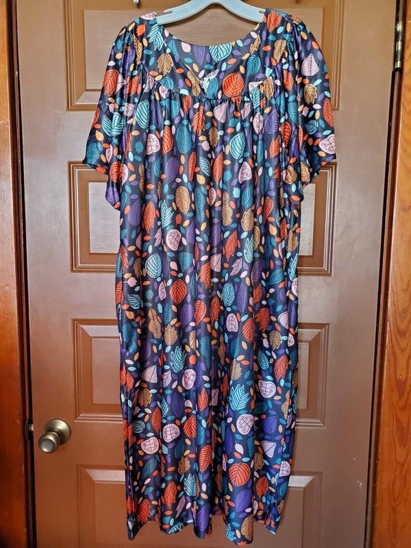 Anthony Richards House Dress Leaves Pattern MuuMuu Womens Size 1X