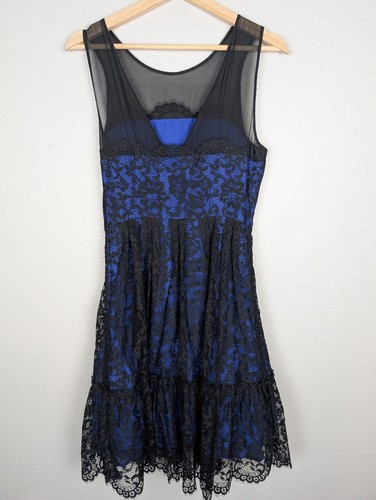 Anthropologie 4 Moulinette Soeurs Retro Lace Overlay Ruffle Dress Witch Silk 139