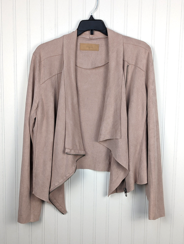 ANTHROPOLOGIE BLANKNYC Soft Blush Pink Faux Suede Leather Jacket Size M