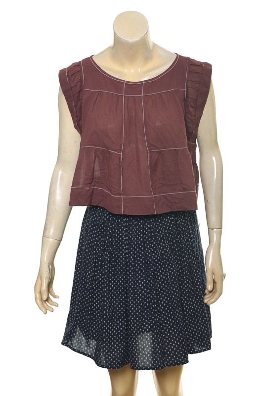 Anthropologie Cap-Sleeve Babydoll Blouse Top S 6 Women's Casual Boho NEW 44475