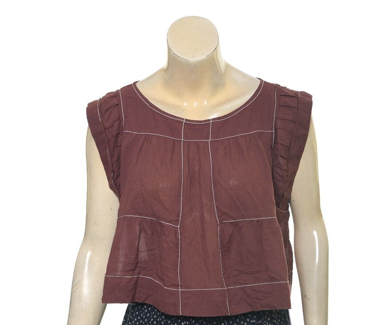 Anthropologie Cap-Sleeve Babydoll Blouse Top S 6 Women's Casual Boho NEW 44475