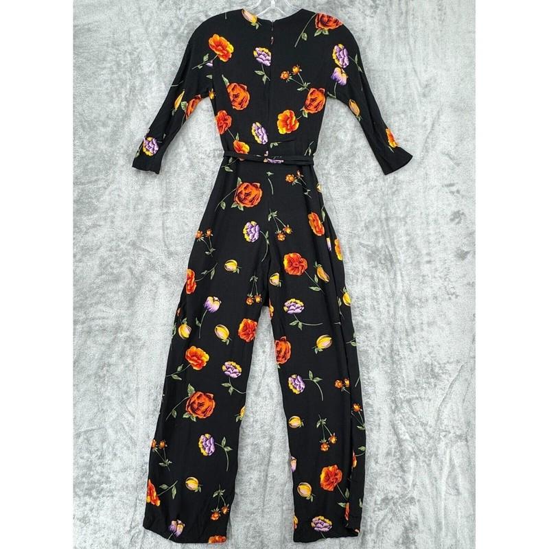 Anthropologie Eva Franco Jumpsuit 0 Petite Floral Cottage Belted Straight Leg