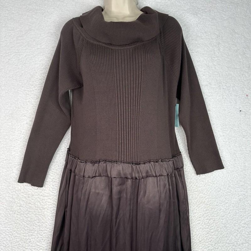 Anthropologie Jumpsuit Womens 2X Brown Ombre Rib Knit Wide Leg Plus Long Sleeve