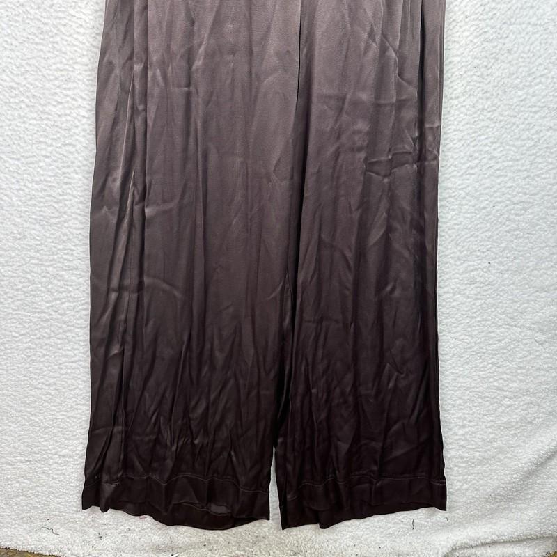 Anthropologie Jumpsuit Womens 2X Brown Ombre Rib Knit Wide Leg Plus Long Sleeve