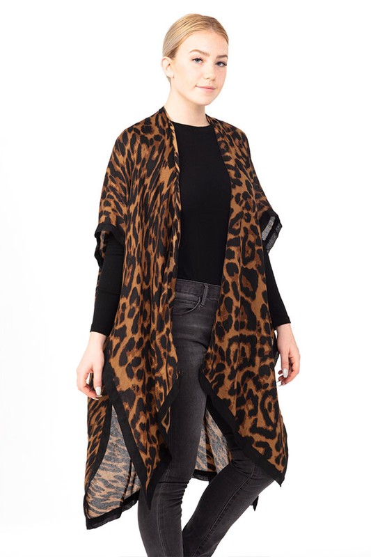 Anthropologie Leopard Animal Print Lightweight Kimono Shawl Cover Up Cardigan