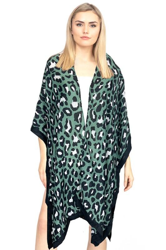 Anthropologie Leopard Animal Print Lightweight Kimono Shawl Cover Up Cardigan