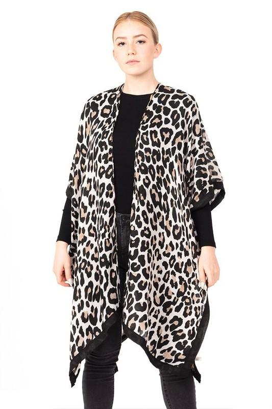 Anthropologie Leopard Animal Print Lightweight Kimono Shawl Cover Up Cardigan