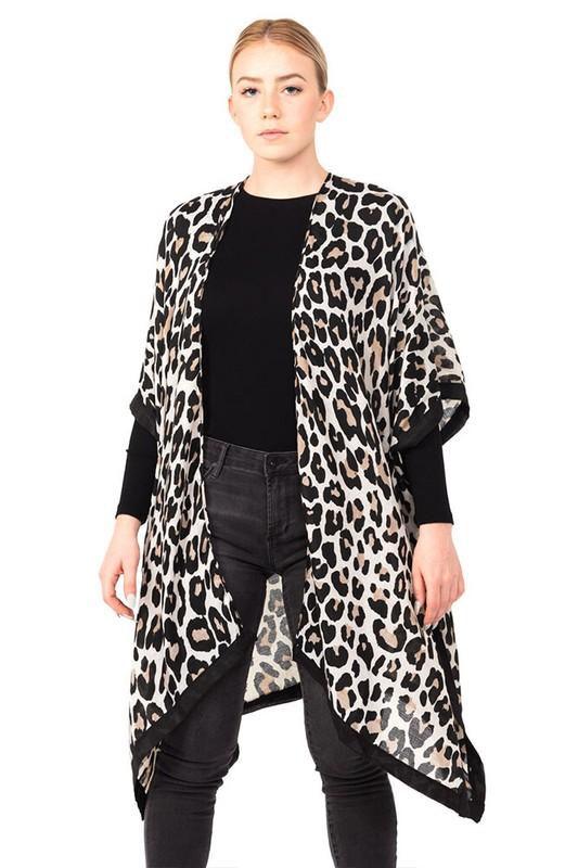 Anthropologie Leopard Animal Print Lightweight Kimono Shawl Cover up Cardigan