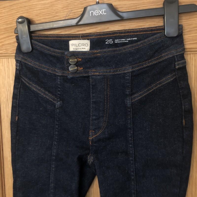 Anthropologie Pilcro Jeans High Waist Straight Leg Size 25 Dark Blue