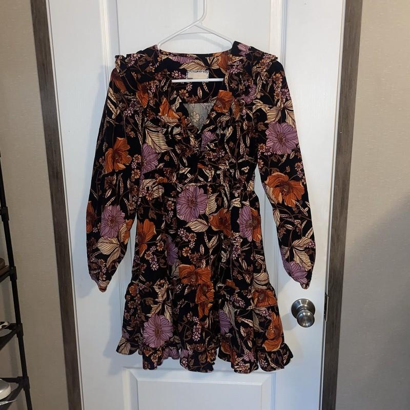 Anthropologie Pilcro Tiered Corduroy Dress Ruffle Floral Cord Mini Size XXS