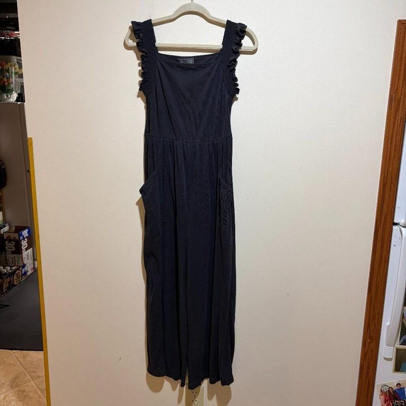 Anthropologie Saturday Sunday M Billie Micro Ribbed Cupro Ruffle Jumpsuit Gray