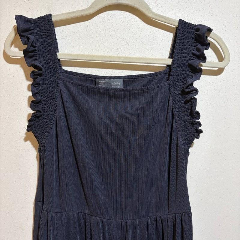 Anthropologie Saturday Sunday M Billie Micro Ribbed Cupro Ruffle Jumpsuit Gray