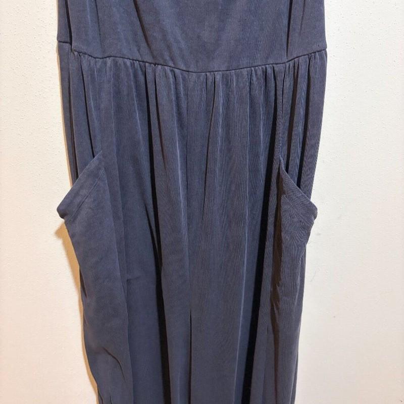 Anthropologie Saturday Sunday M Billie Micro Ribbed Cupro Ruffle Jumpsuit Gray