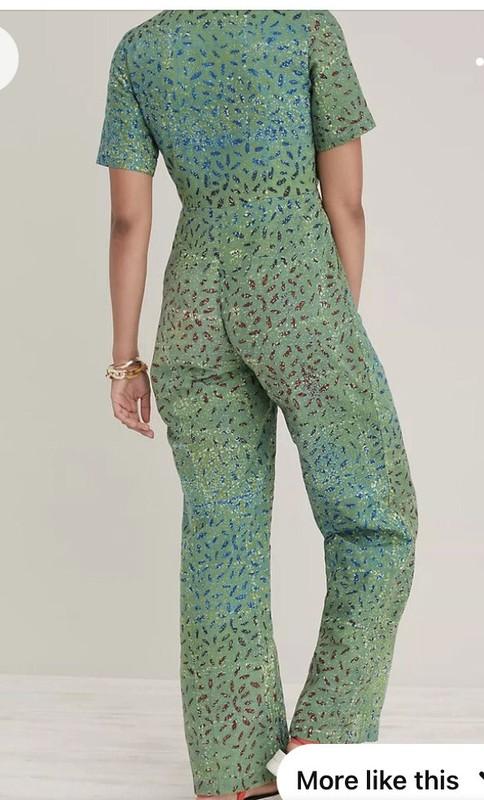 Anthropologie SIKA Batik Jumpsuit Size UK6 Main Body Has A Red Leaf Print