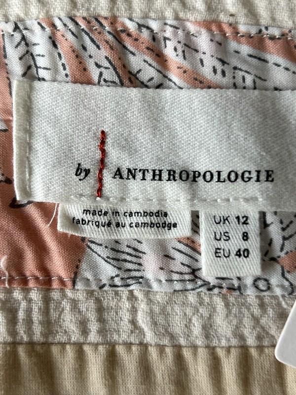 Anthropologie Size 8 Cream Wide Leg Demi Textured Gauze Jumpsuit