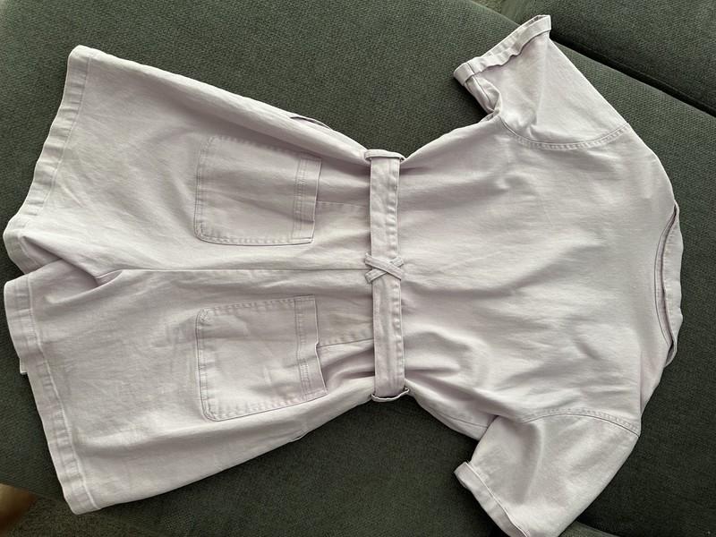 Anthropologie Skies Are Blue Romper Womens Large Purple Utility Washed Twill