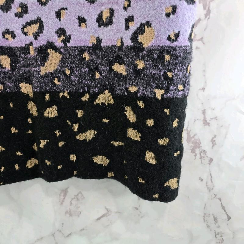 Anthropologie Skirt Womens Large Black Purple Peach Stripe Midi Leopard Sweater