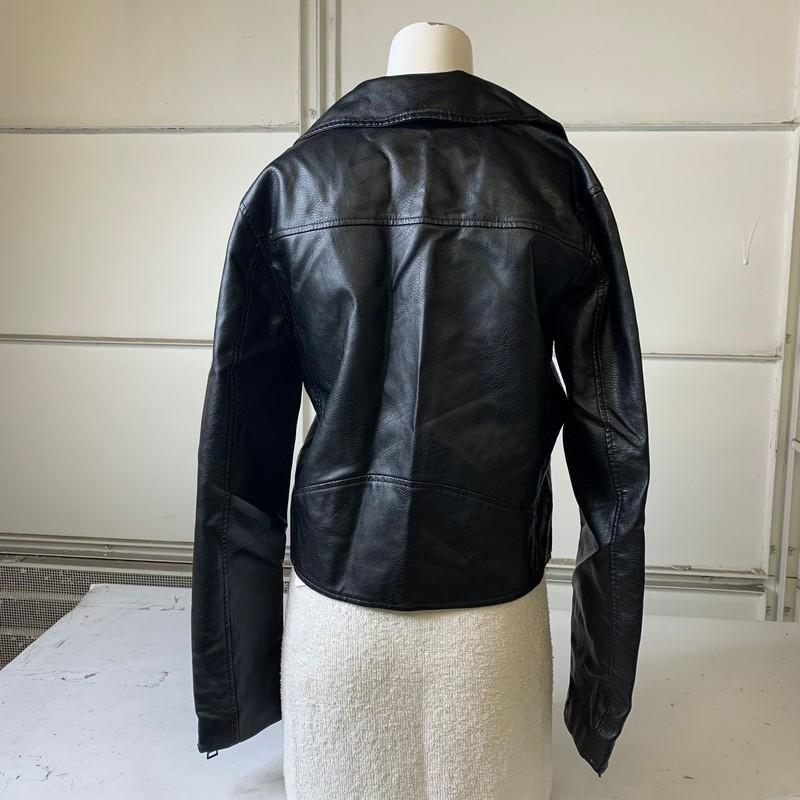ANTHROPOLOGIE The Saige Faux Leather Moto Jacket Women's Size M Black