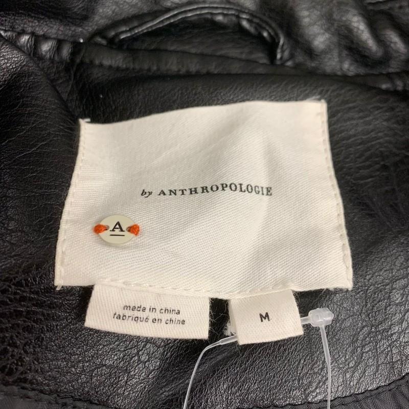 ANTHROPOLOGIE The Saige Faux Leather Moto Jacket Women's Size M Black