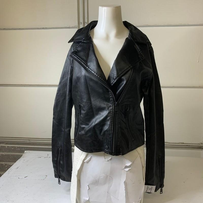ANTHROPOLOGIE The Saige Faux Leather Moto Jacket Women's Size M Black