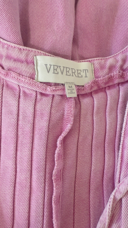 Anthropologie Veveret Pink Melody Lucky In Love Denim Romper M
