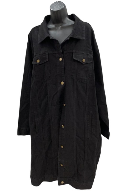 Antthony Women's Long Duster Denim Jacket Black