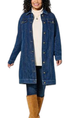 Antthony Women's Long Duster Denim Jacket Indigo