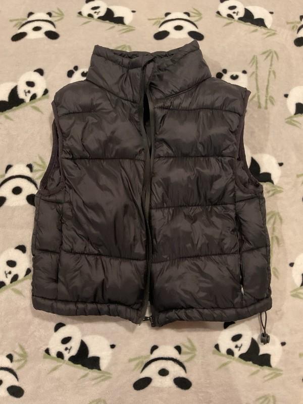 ANWND Junior's Small Black Cropped Puffer Vest Zip Up Pockets