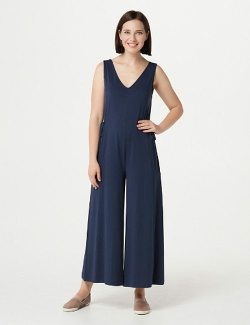 AnyBody Black Cozy Knit Wide Leg Jumpsuit New Comfy Loungwear