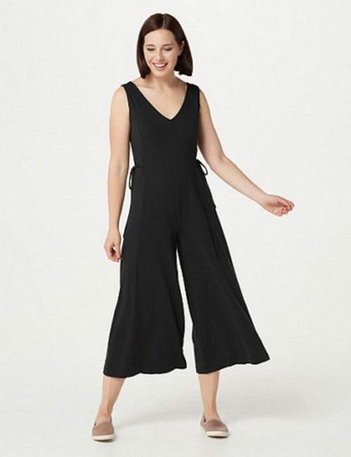AnyBody Black Cozy Knit Wide Leg Jumpsuit New Comfy Loungwear