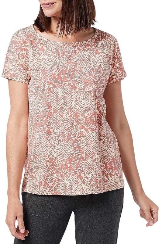 AnyBody Cozy Knit Snake Print Tee Coral Rose