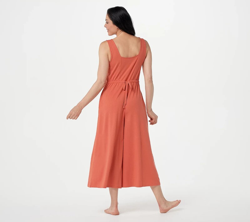 AnyBody Cozy Knit Wide-Leg Jumpsuit With Back Tie Detail - Black (XS) A378001