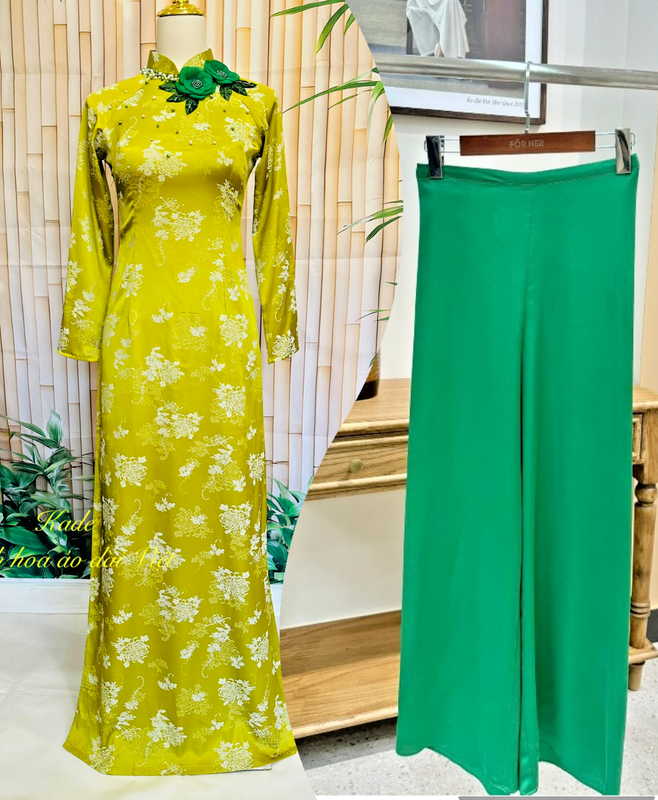 Ao Dai Traditional Vietnamese Long Dress for Women - With Pants