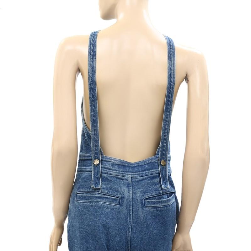 Apiece Apart Malene Overall Denim Blue Jumpsuit Sleeveless Fringe XS NEW 261910