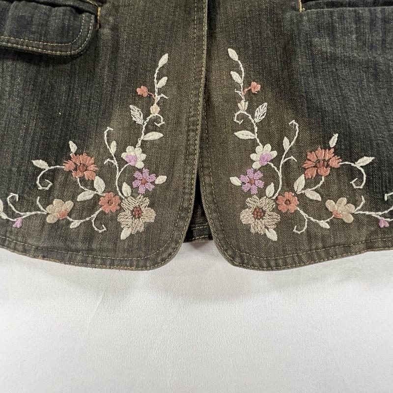 Apostrophe Women's Brown Denim Embroidered Jacket Size 10P