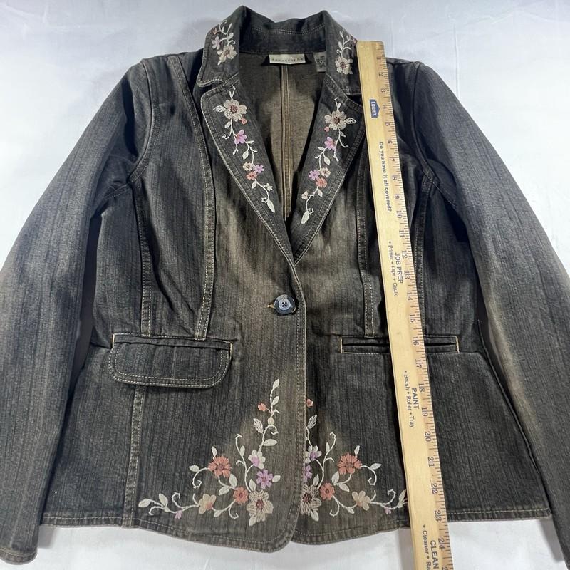Apostrophe Women's Brown Denim Embroidered Jacket Size 10P
