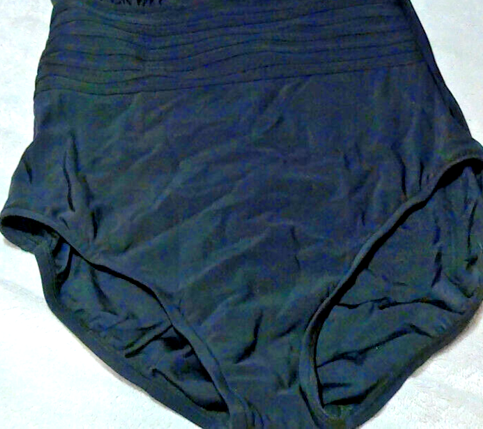 Aqua Women's One Piece Swimsuit Waist Detail Over The Shoulder Black M (8-10)