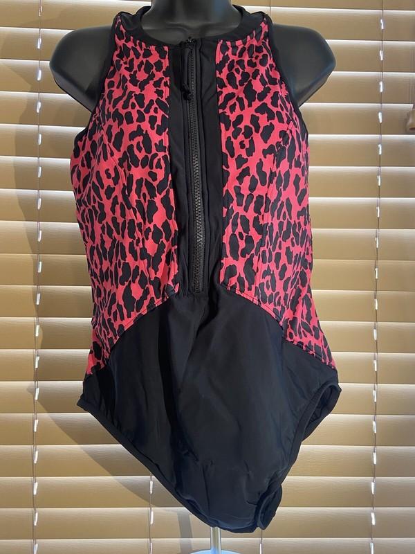 Aquagreen Swimsuit One Piece Black/pink Cheetah Print Size 16W