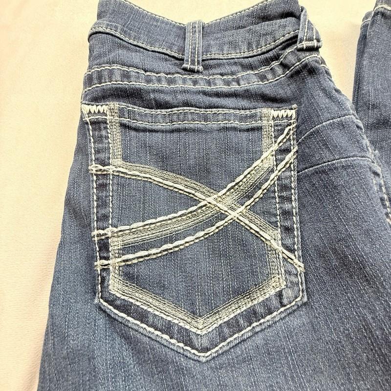 Ariat Real Denim Dresden Straight Leg Mid Rise Blue Jeans Size 30R Western EUC