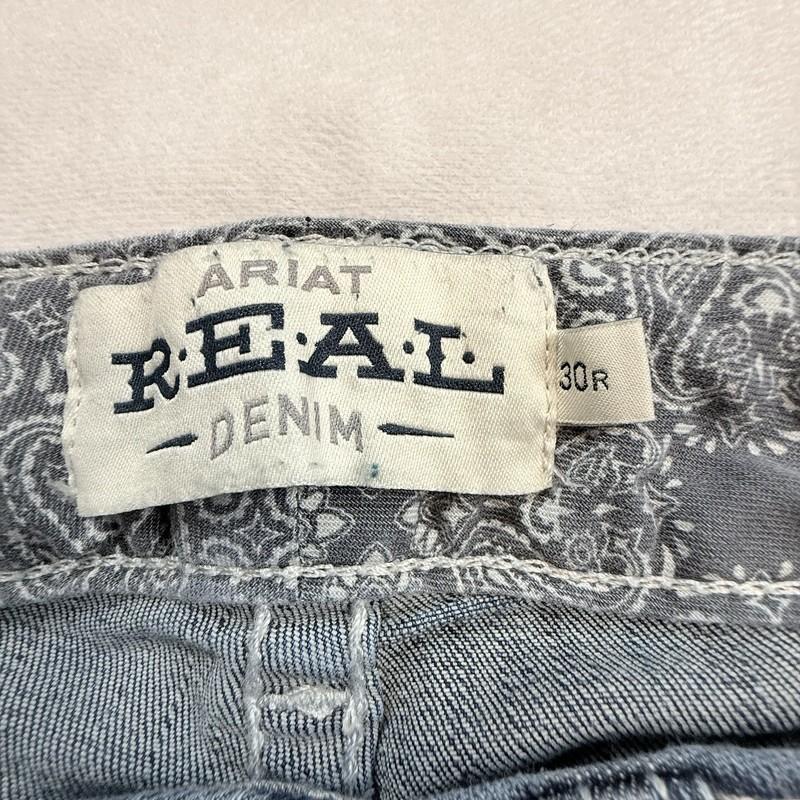 Ariat Real Denim Dresden Straight Leg Mid Rise Blue Jeans Size 30R Western EUC
