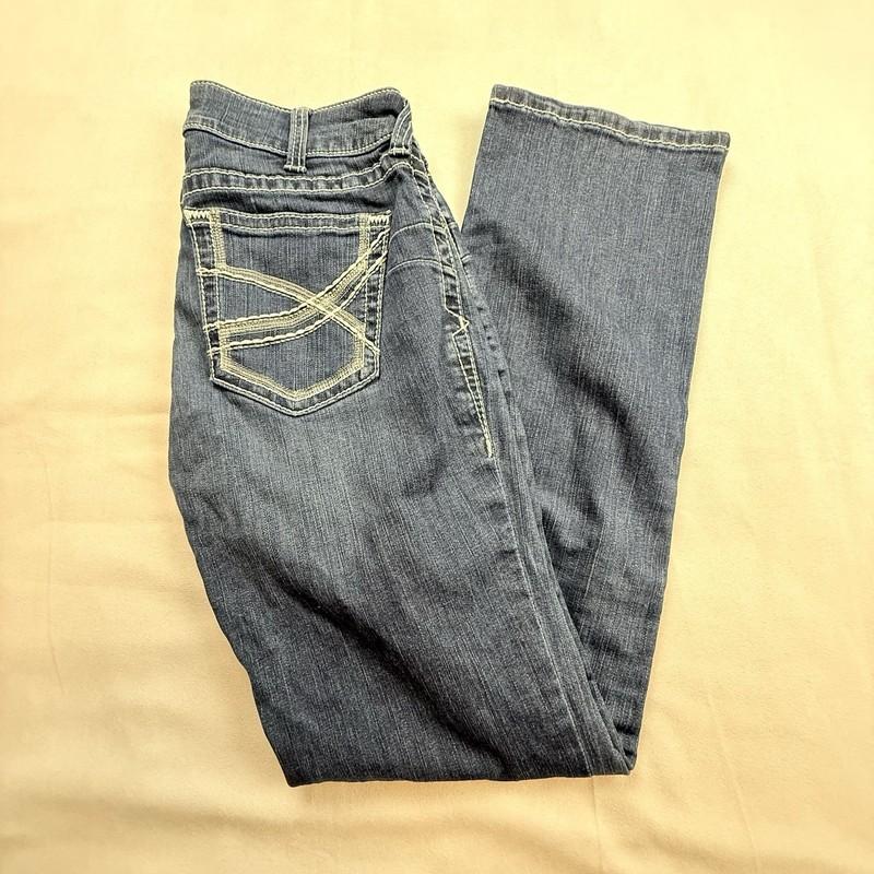 Ariat Real Denim Dresden Straight Leg Mid Rise blue jeans size 30R Western EUC