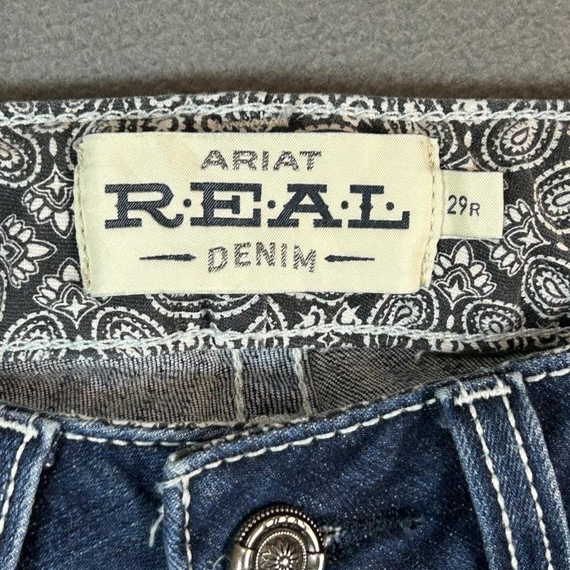 Ariat REAL Denim Jeans Womens 29 Mid Rise Bootcut Med Wash Distressed Stretch