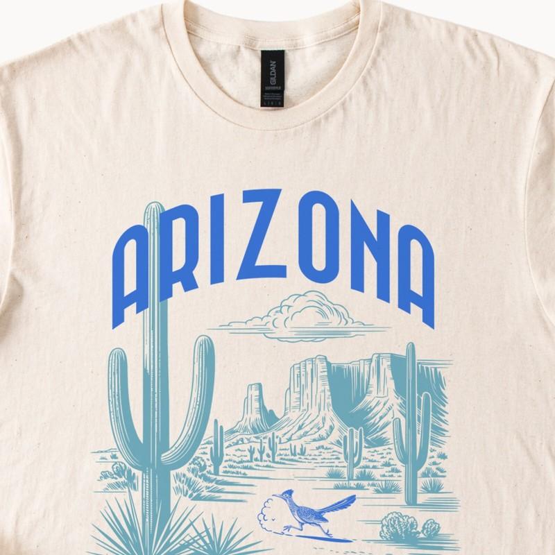 Arizona Graphic T Shirt Grand Canyon State Cactus Desert Roadrunner Tee